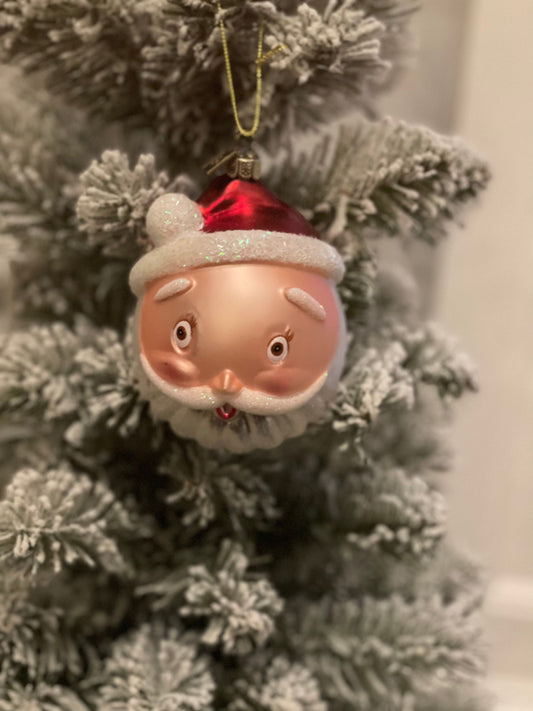 4" Santa surprise ornament. Glass. Raz.*