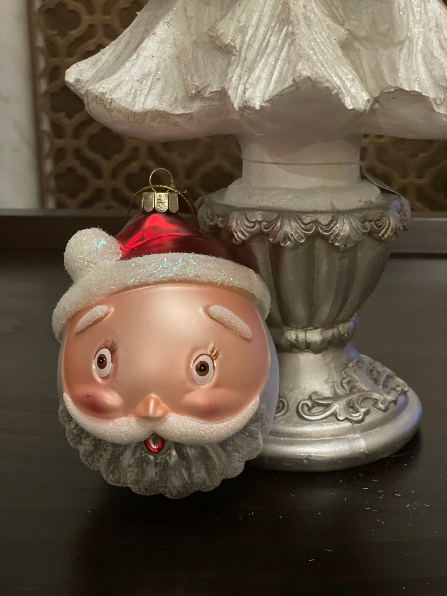 4" Santa surprise ornament. Glass. Raz.*