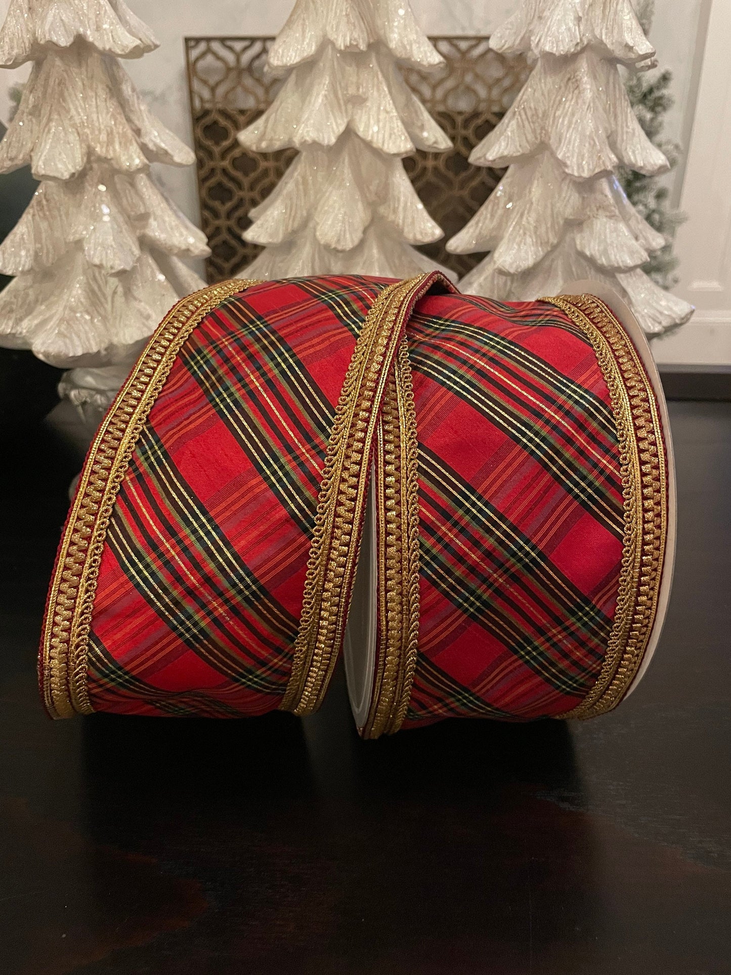 Designer wired plaid ribbon 4” x 10 yards.*