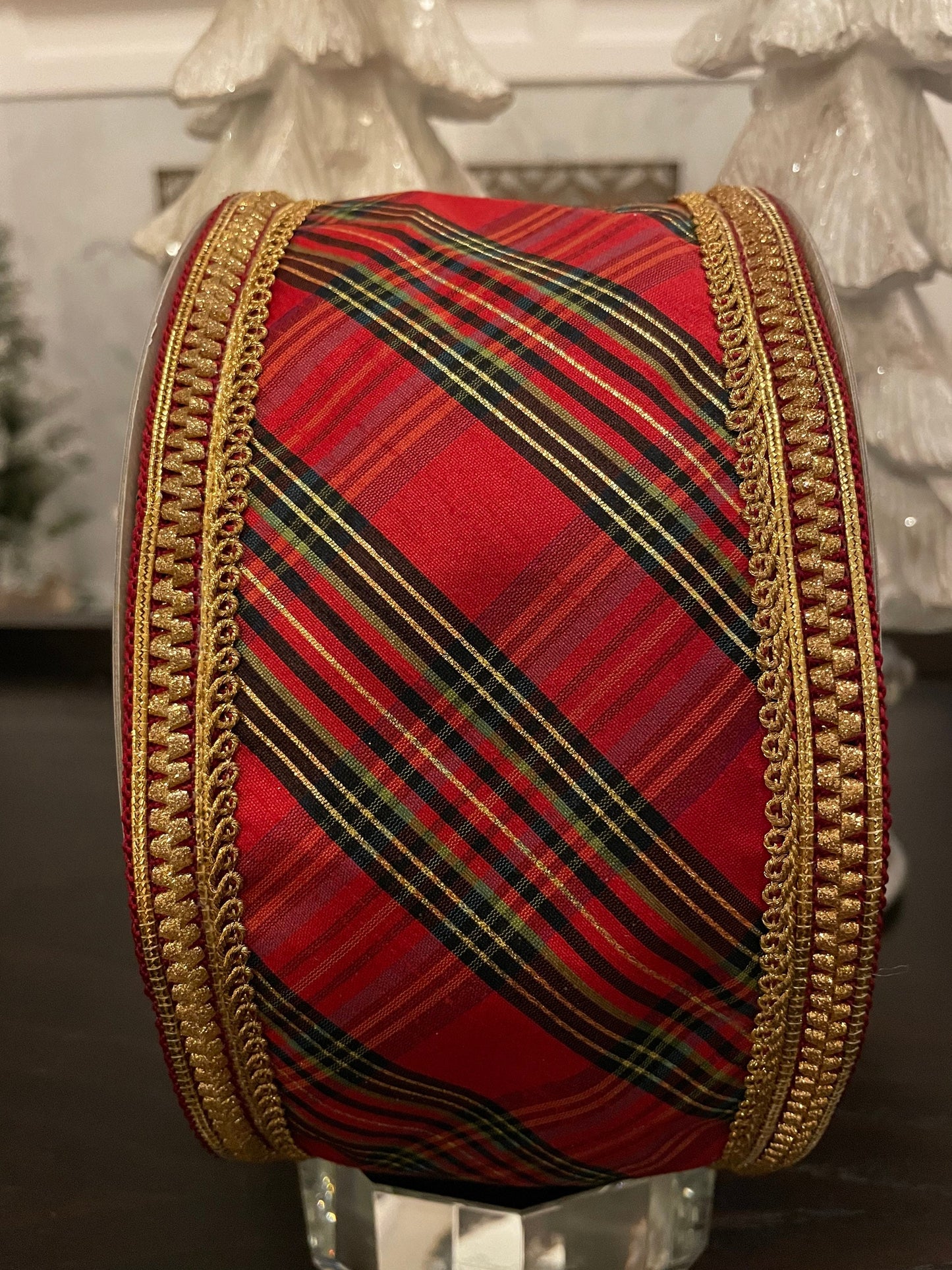 Designer wired plaid ribbon 4” x 10 yards.*
