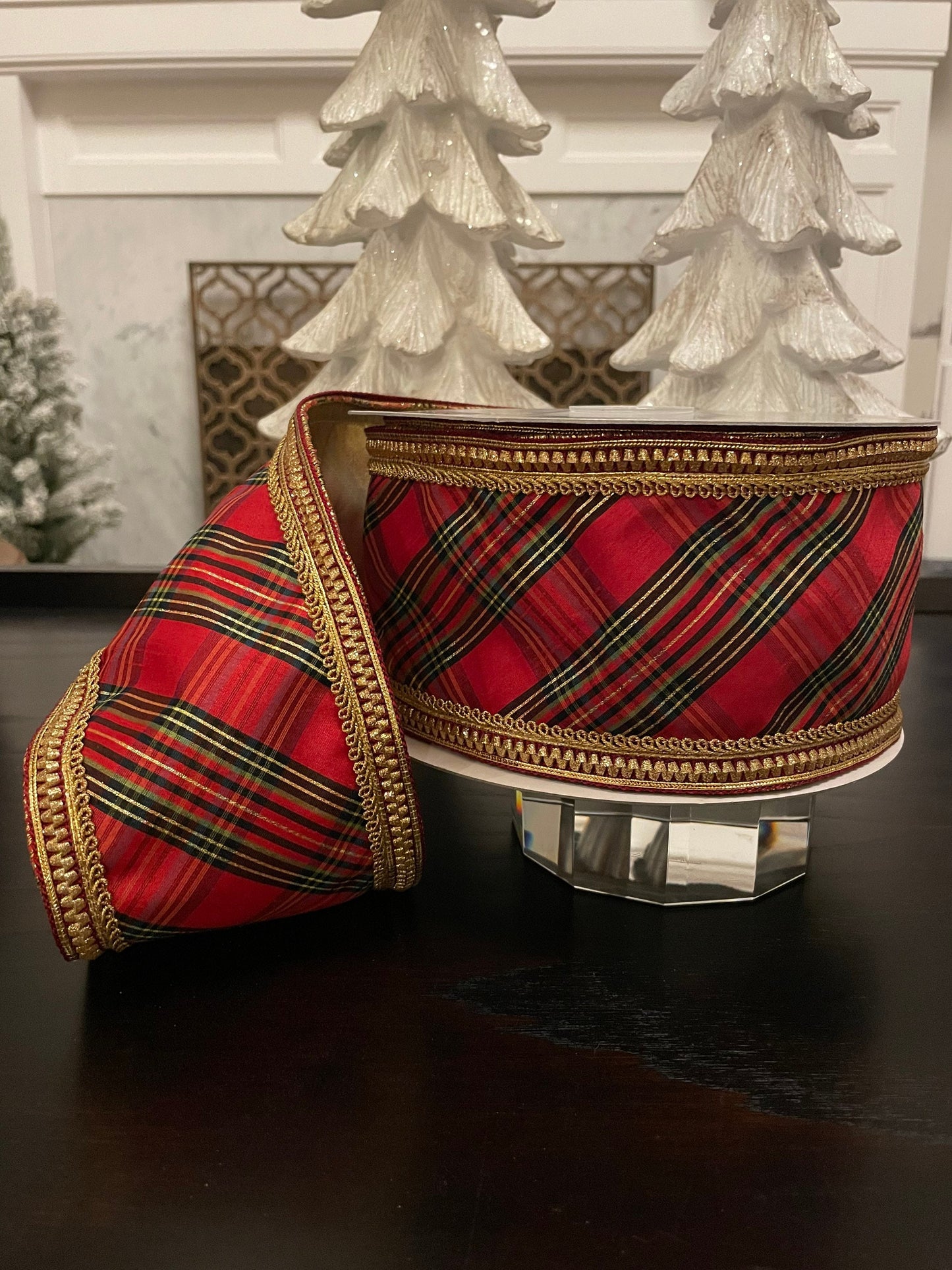 Designer wired plaid ribbon 4” x 10 yards.*