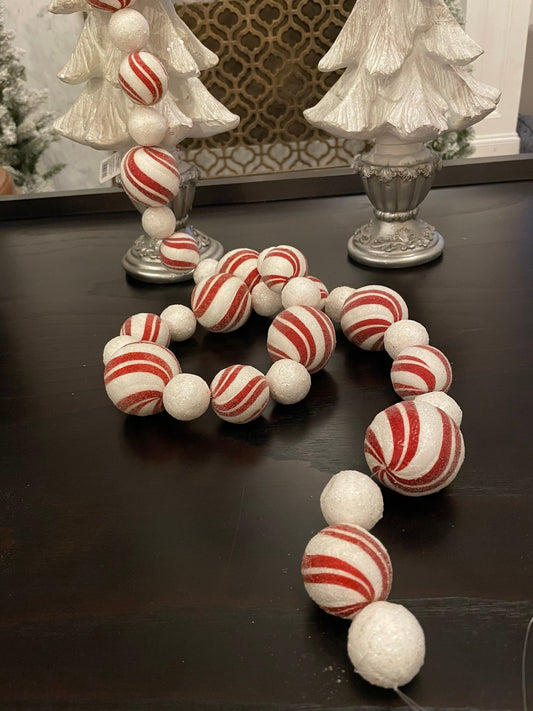 4’ Peppermint candy garland*