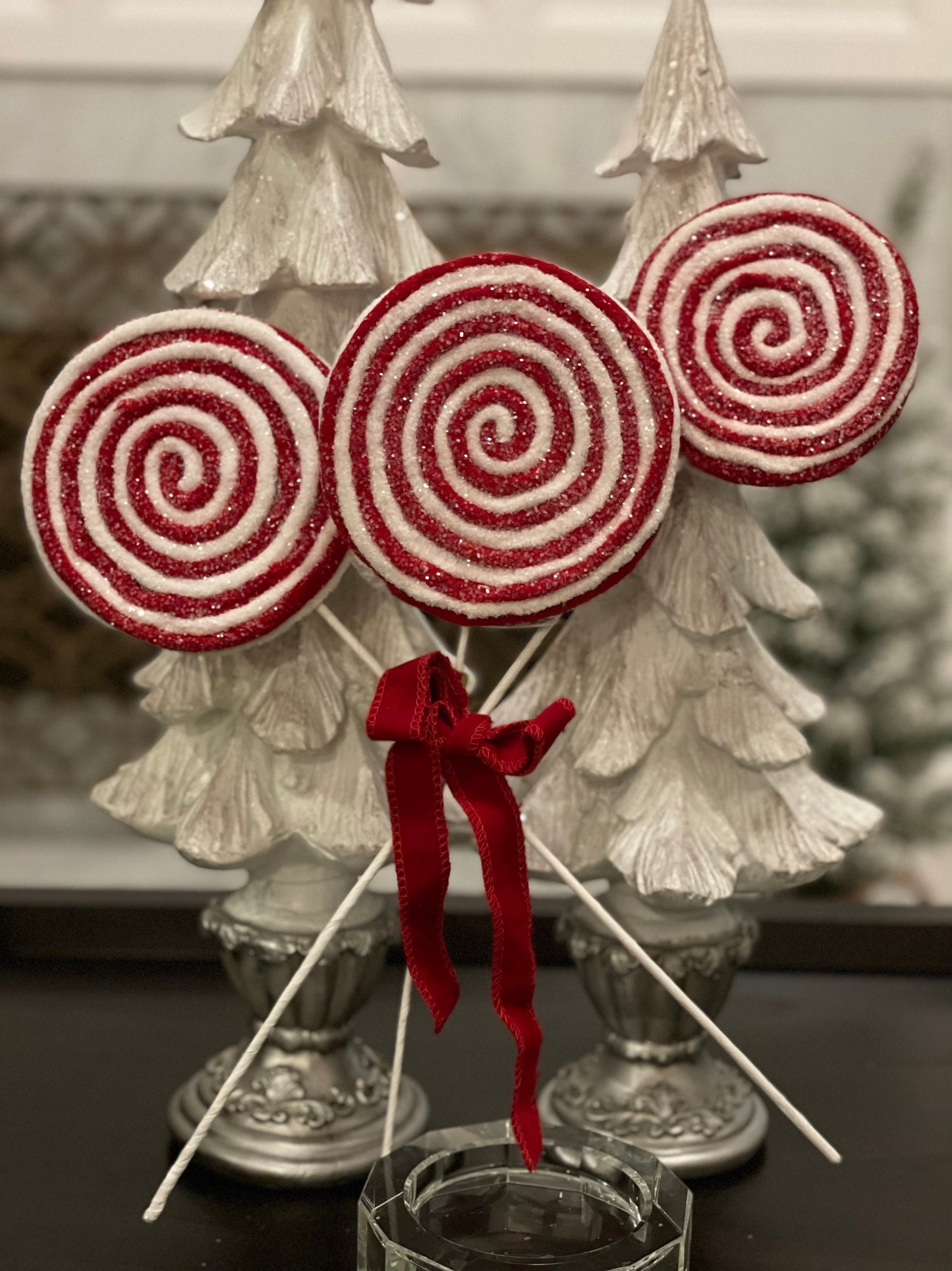 17.5” frosted felt lollipop bundle, red, white*