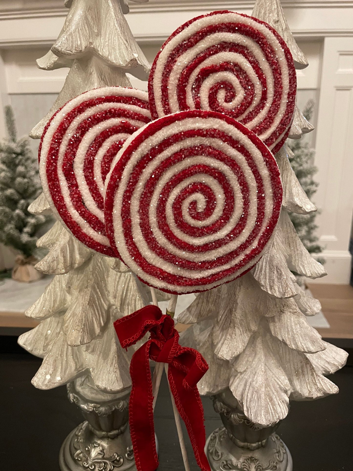 17.5” frosted felt lollipop bundle, red, white*