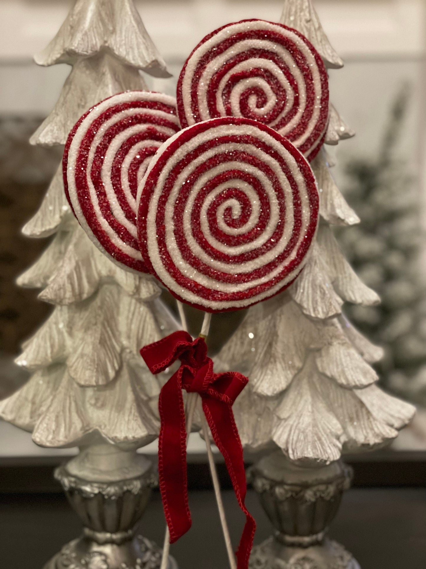 17.5” frosted felt lollipop bundle, red, white*