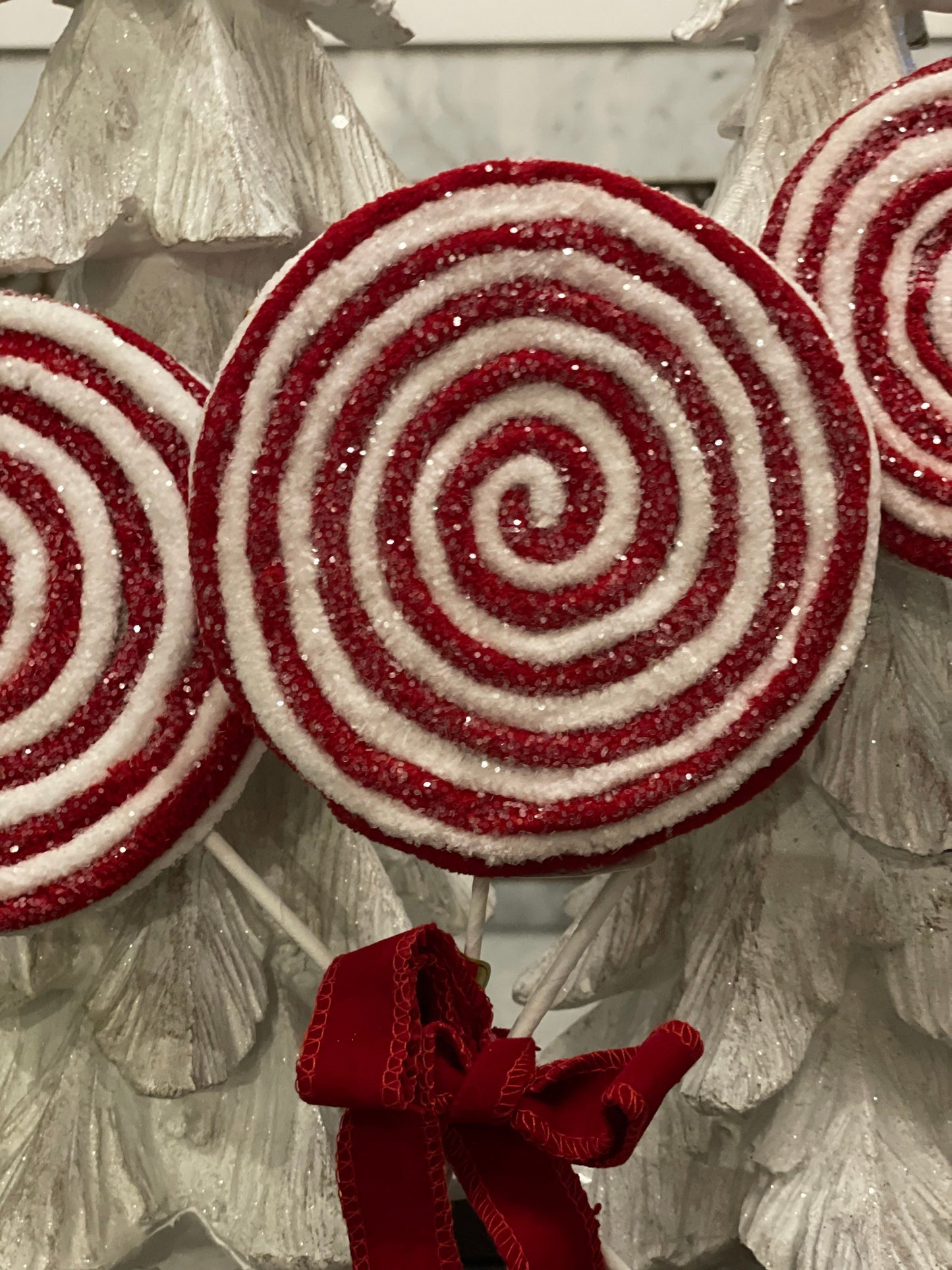 17.5” frosted felt lollipop bundle, red, white*