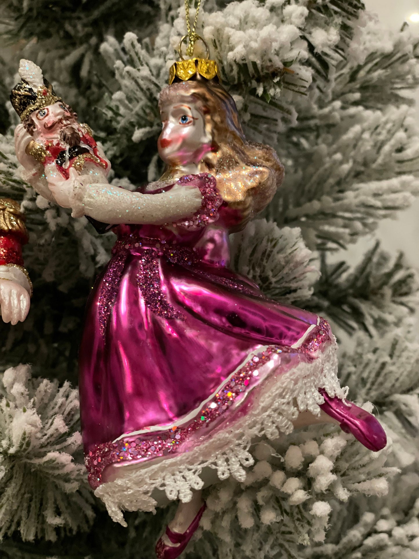 6” Nutcracker suite glass ornament. Set of 2.*