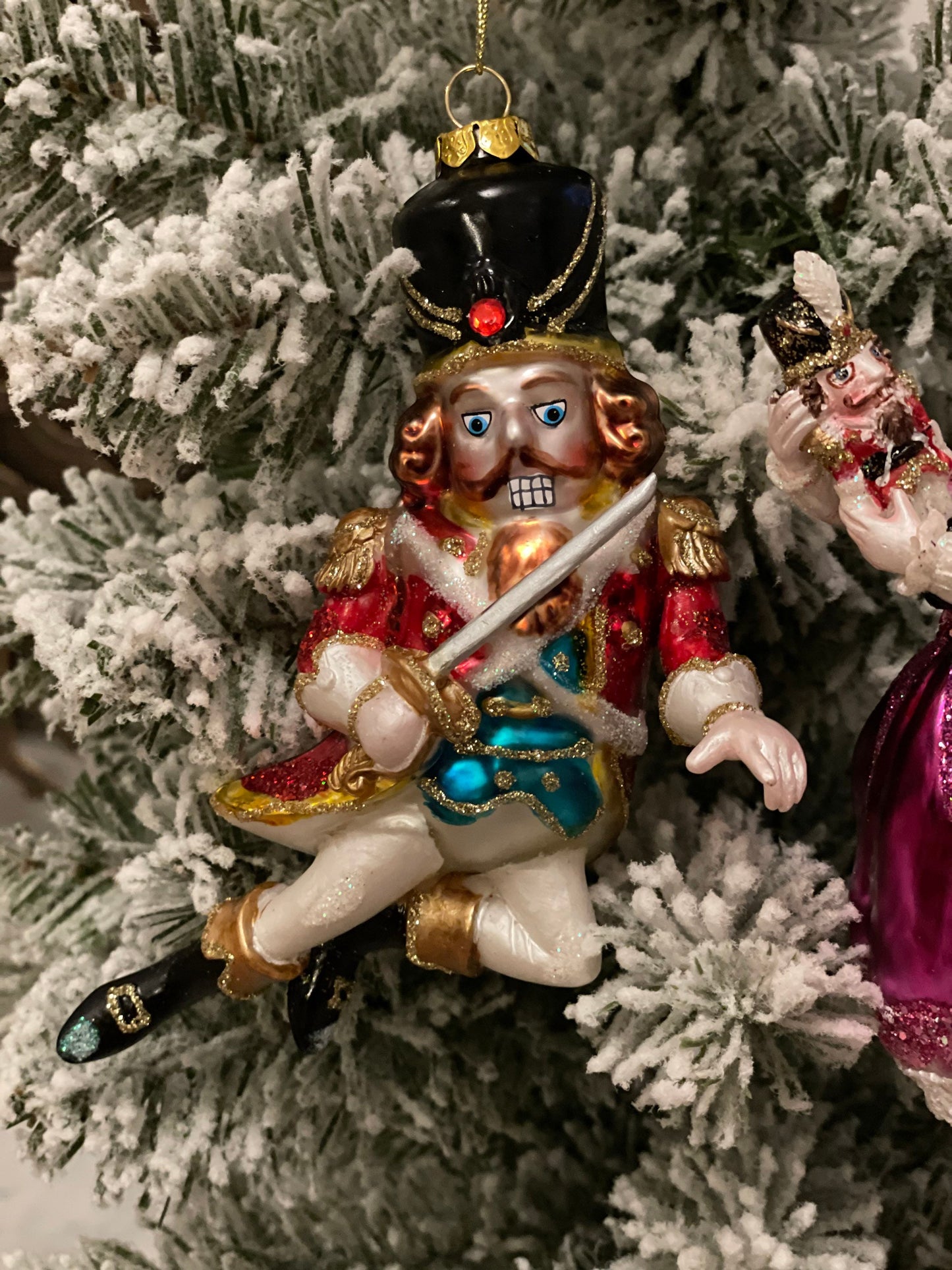 6” Nutcracker suite glass ornament. Set of 2.*