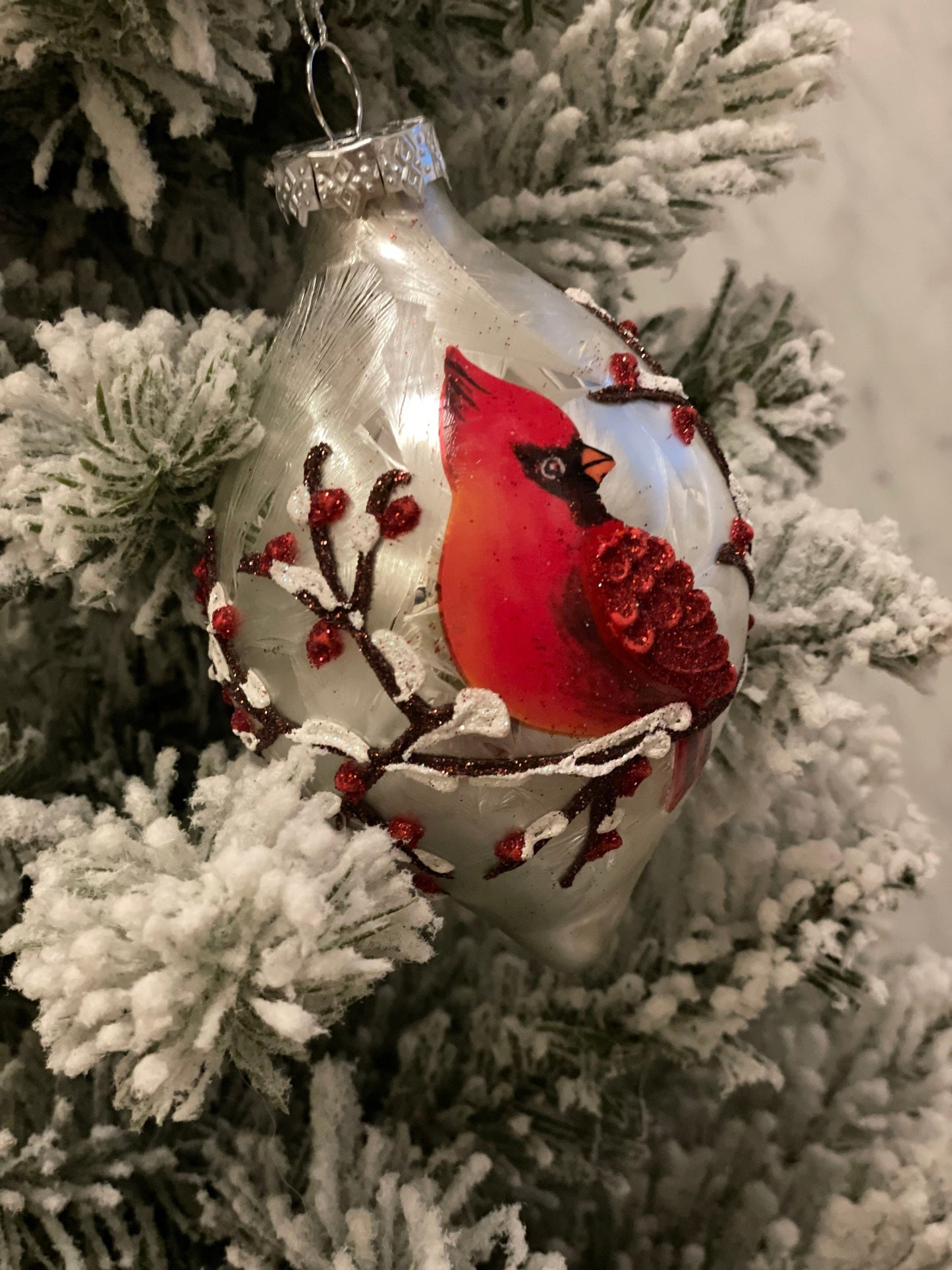 3” Cardinal glass ornaments set of 3. Ball, onion and finial.*
