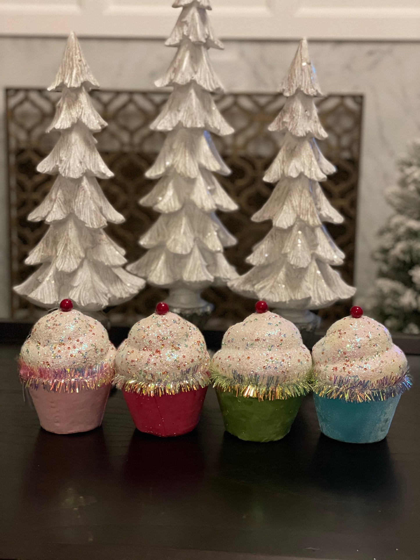 7” Pink Cupcake with sprinkles ornament. One Pink cupcake only.