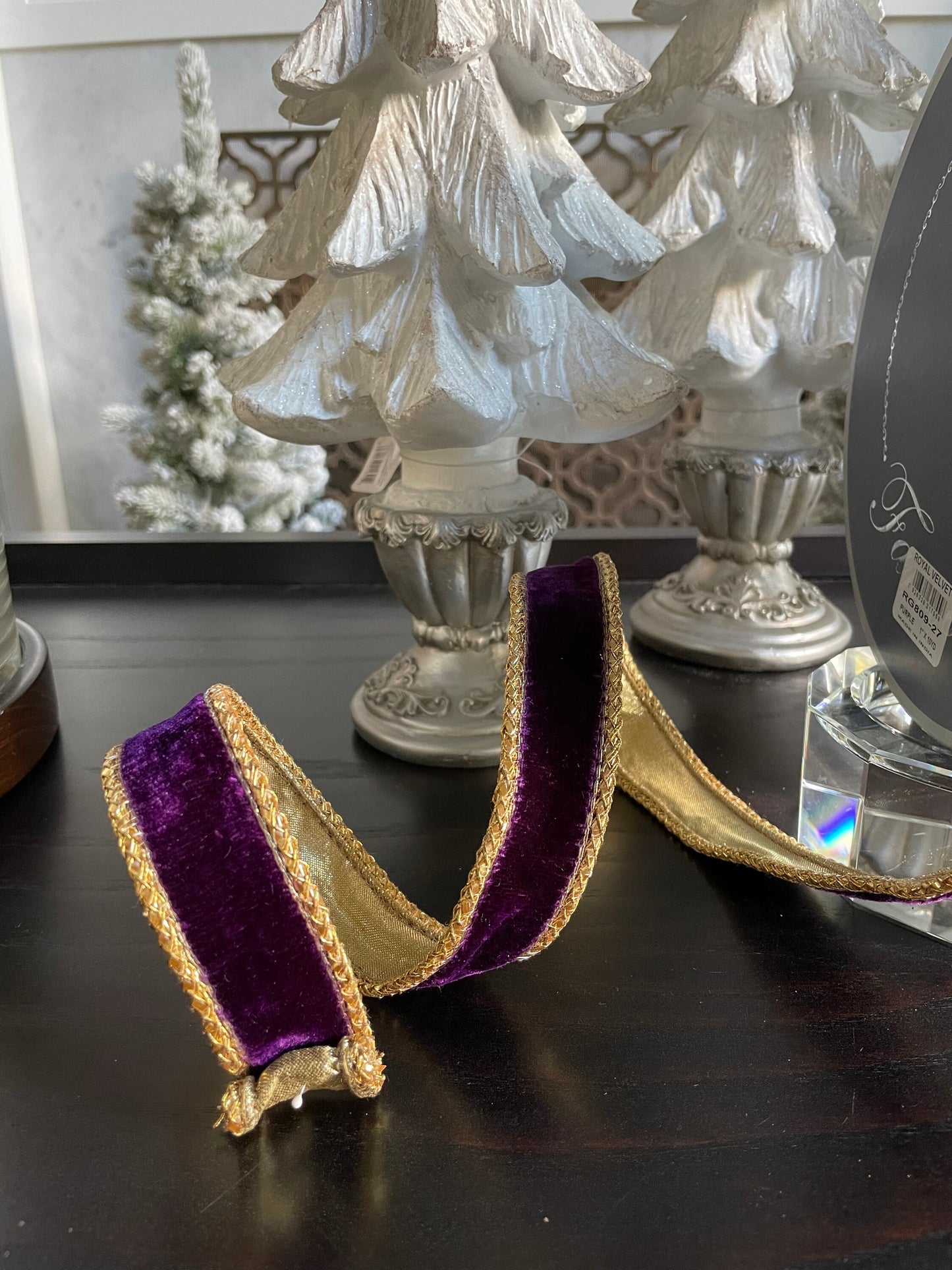 Designer royal velvet purple ribbon. 1”x 10 yards. Wired.*