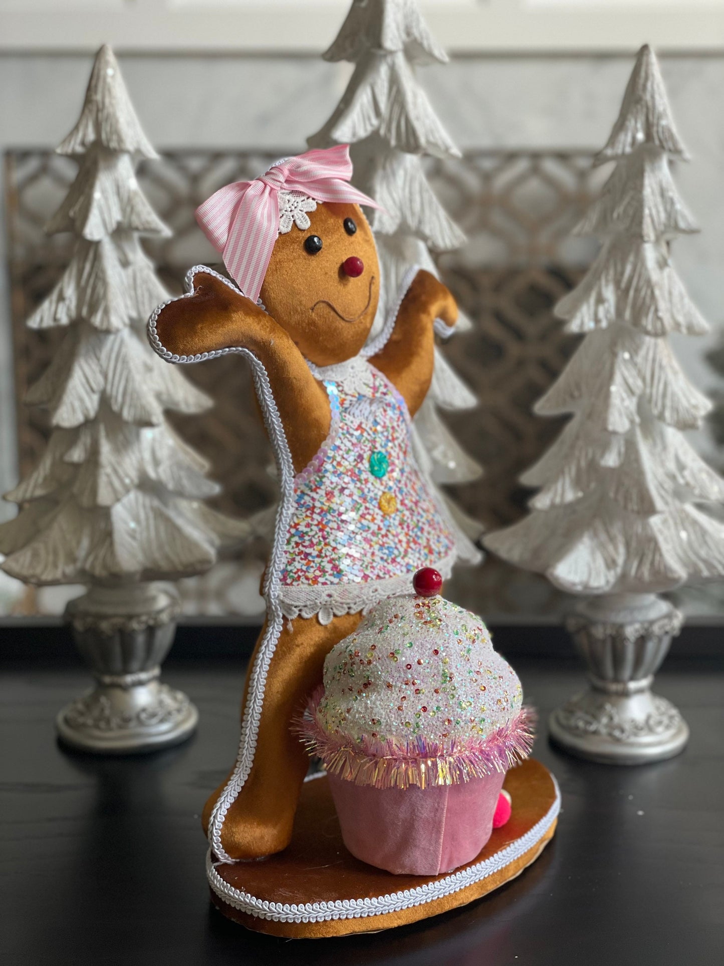 17” gingerbread girl with cupcake. One gingerbread girl.