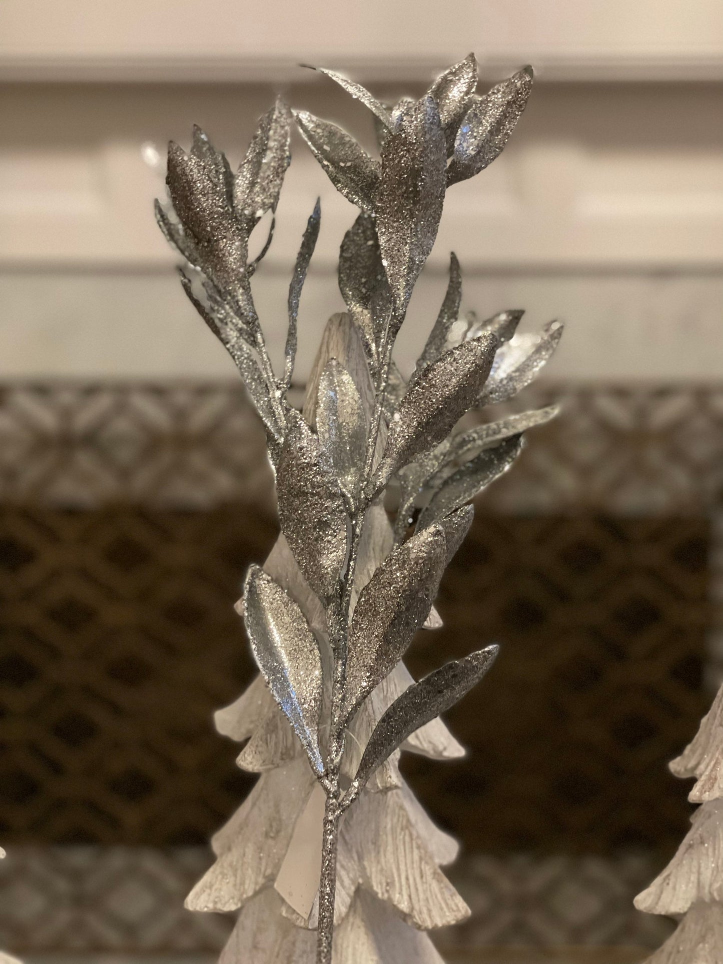 27” glitter leaf spray. Set of 3.