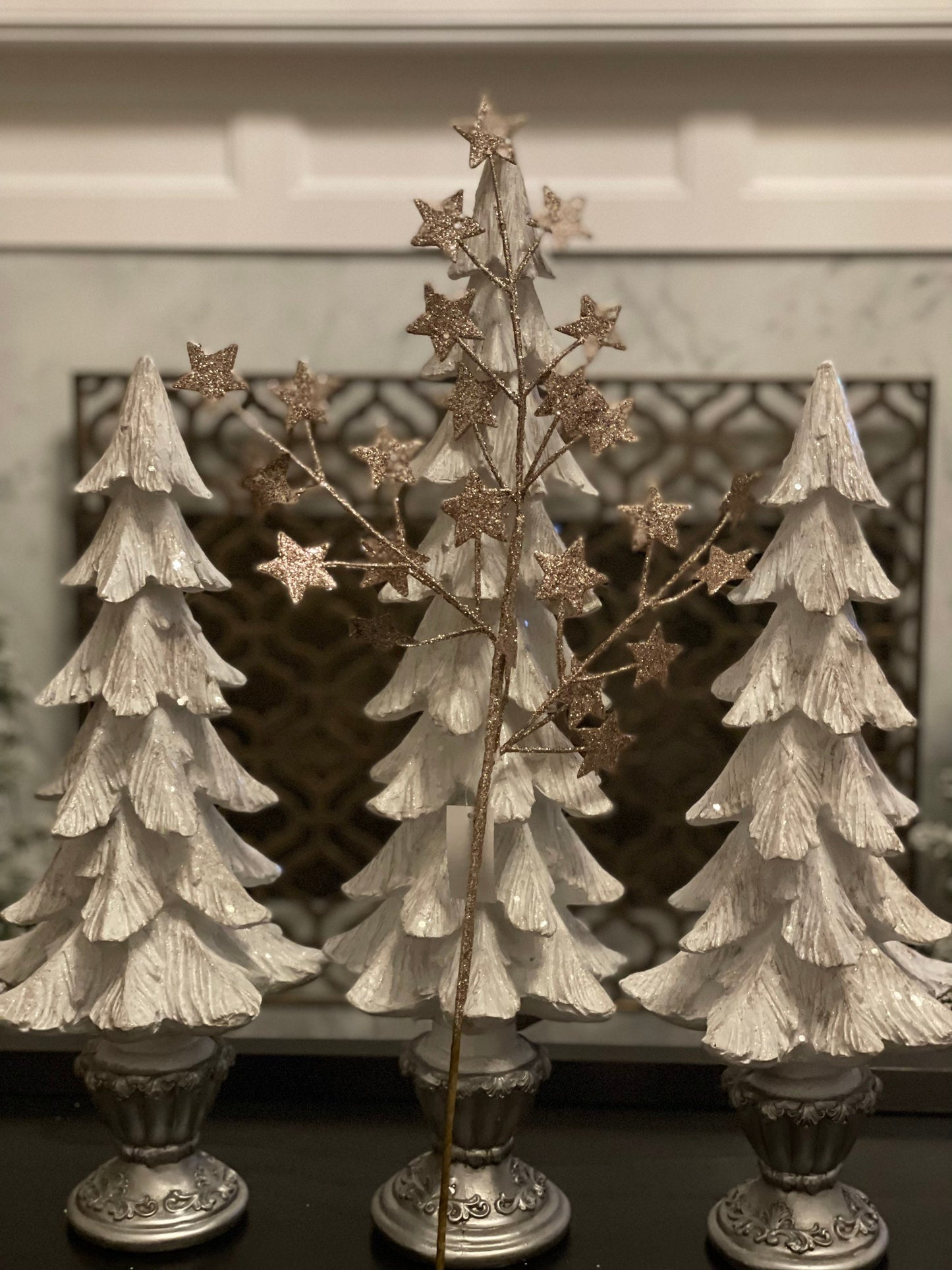 24” glitter stars spray. Champagne. Set of 3.
