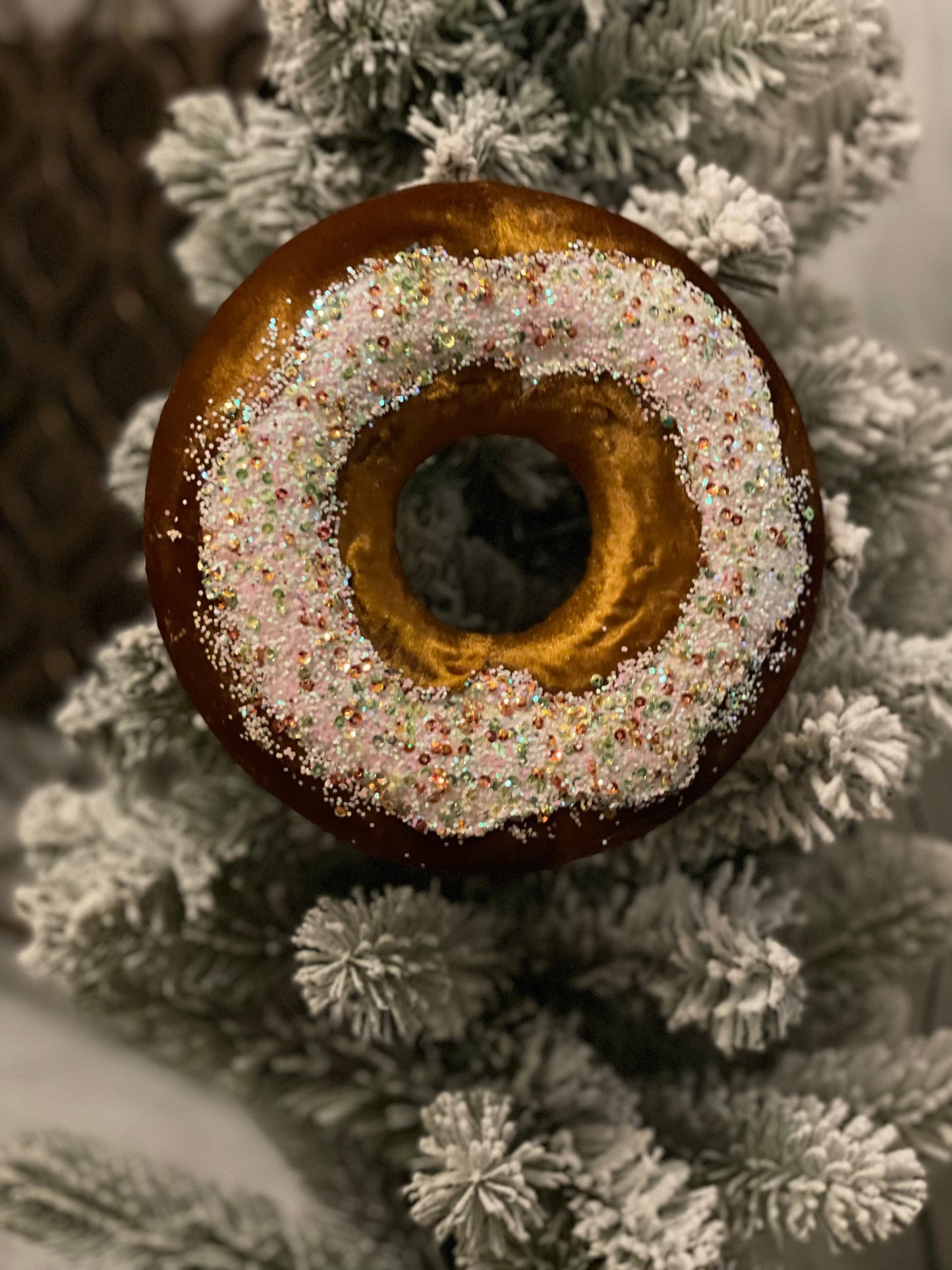 7” Candy white donut ornament*
