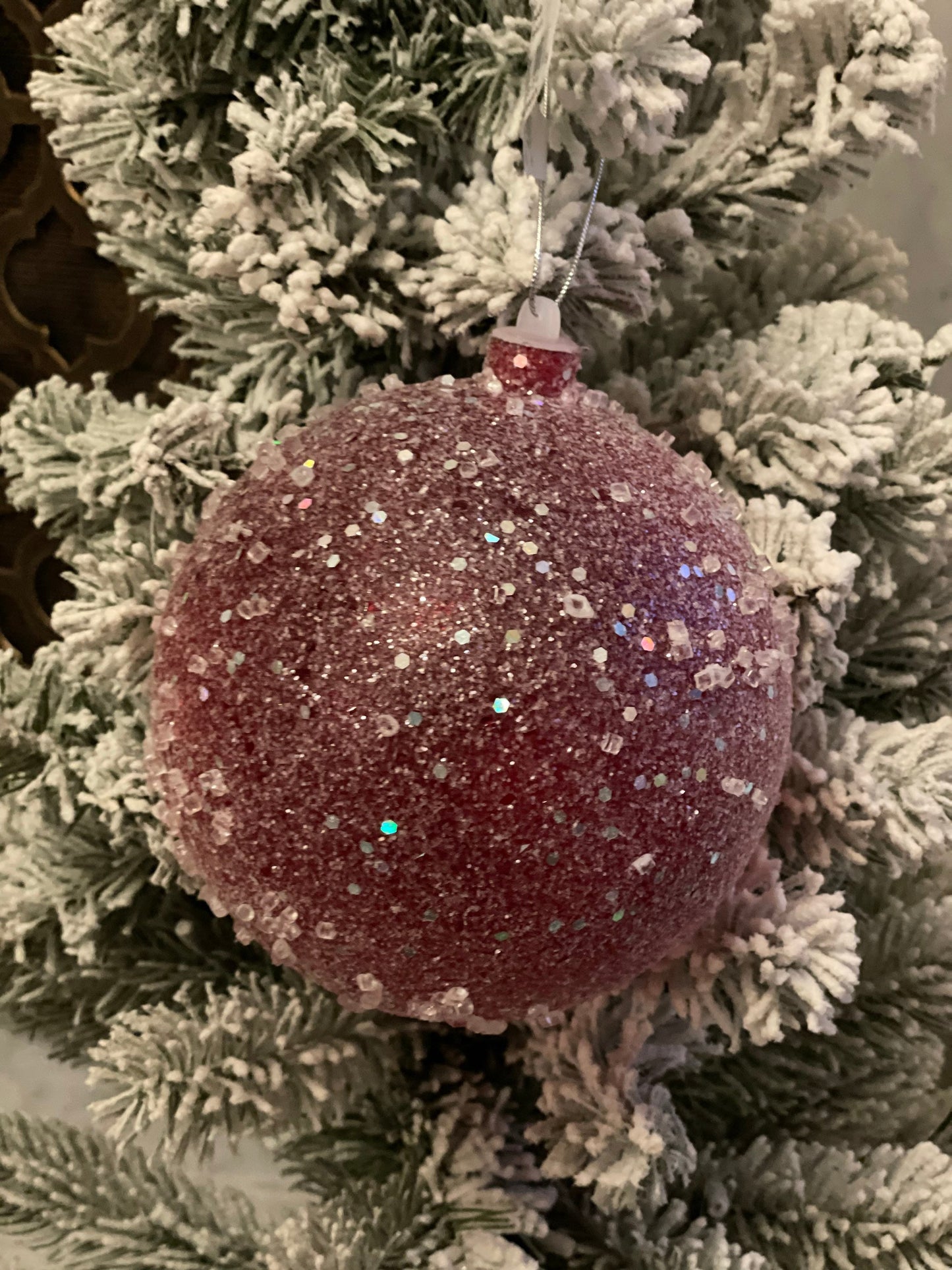 Ball 140 mm Red Sugar Candy Glitter Ornament Ball (140 mm). Shatterproof.*