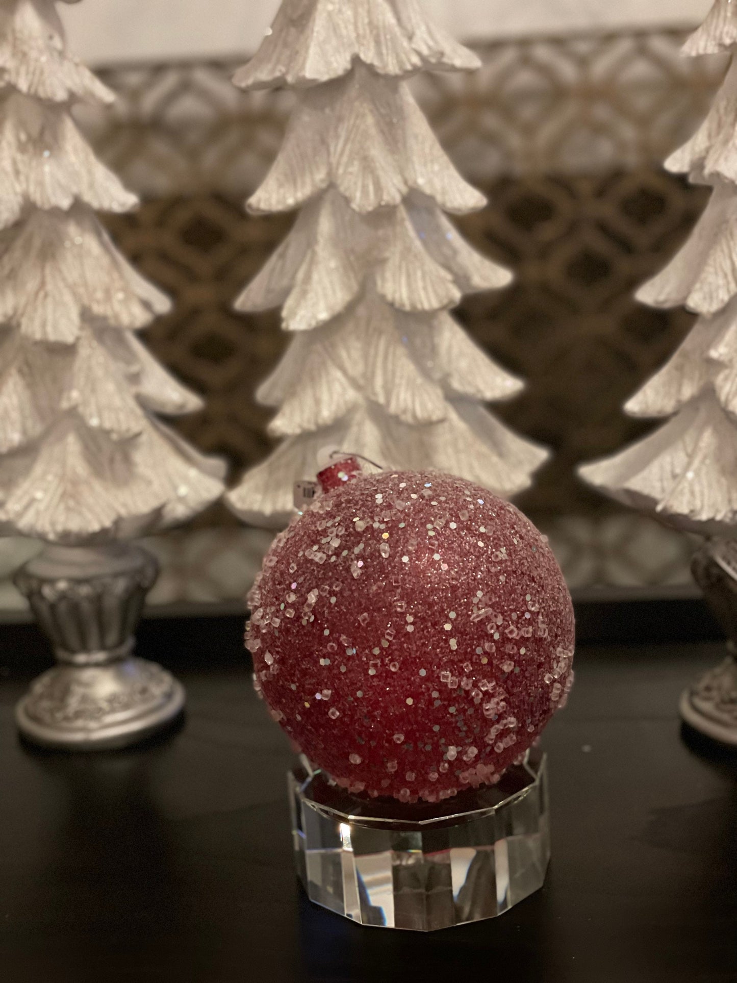 Ball 140 mm Red Sugar Candy Glitter Ornament Ball (140 mm). Shatterproof.*