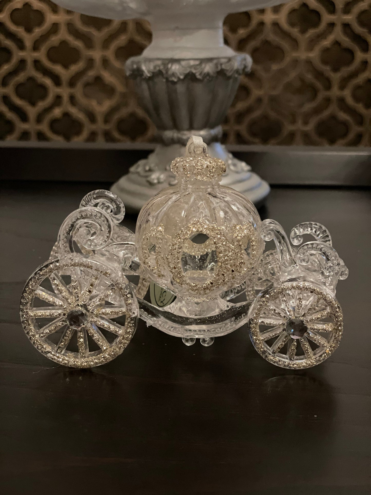 5” acrylic pumpkin carriage ornament. Set of 2.