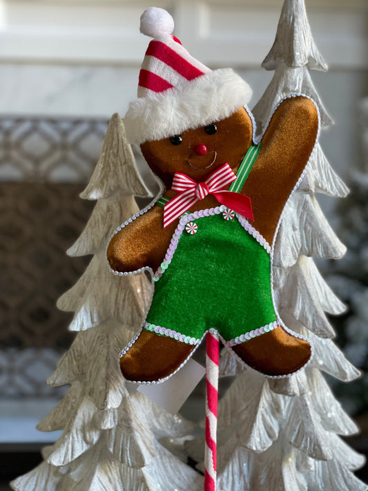 22” gingerbread boy stake candy Christmas red, white green.