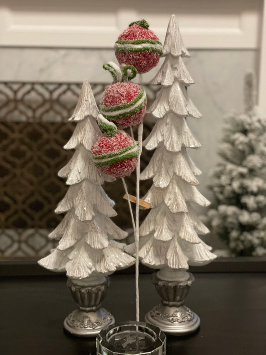 22” frosted felt ball pick, red, white and green. Candy theme. Christmas.