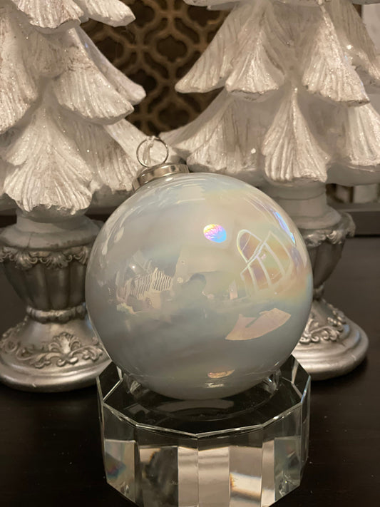 5” glass Iridescent ball ornament.*
