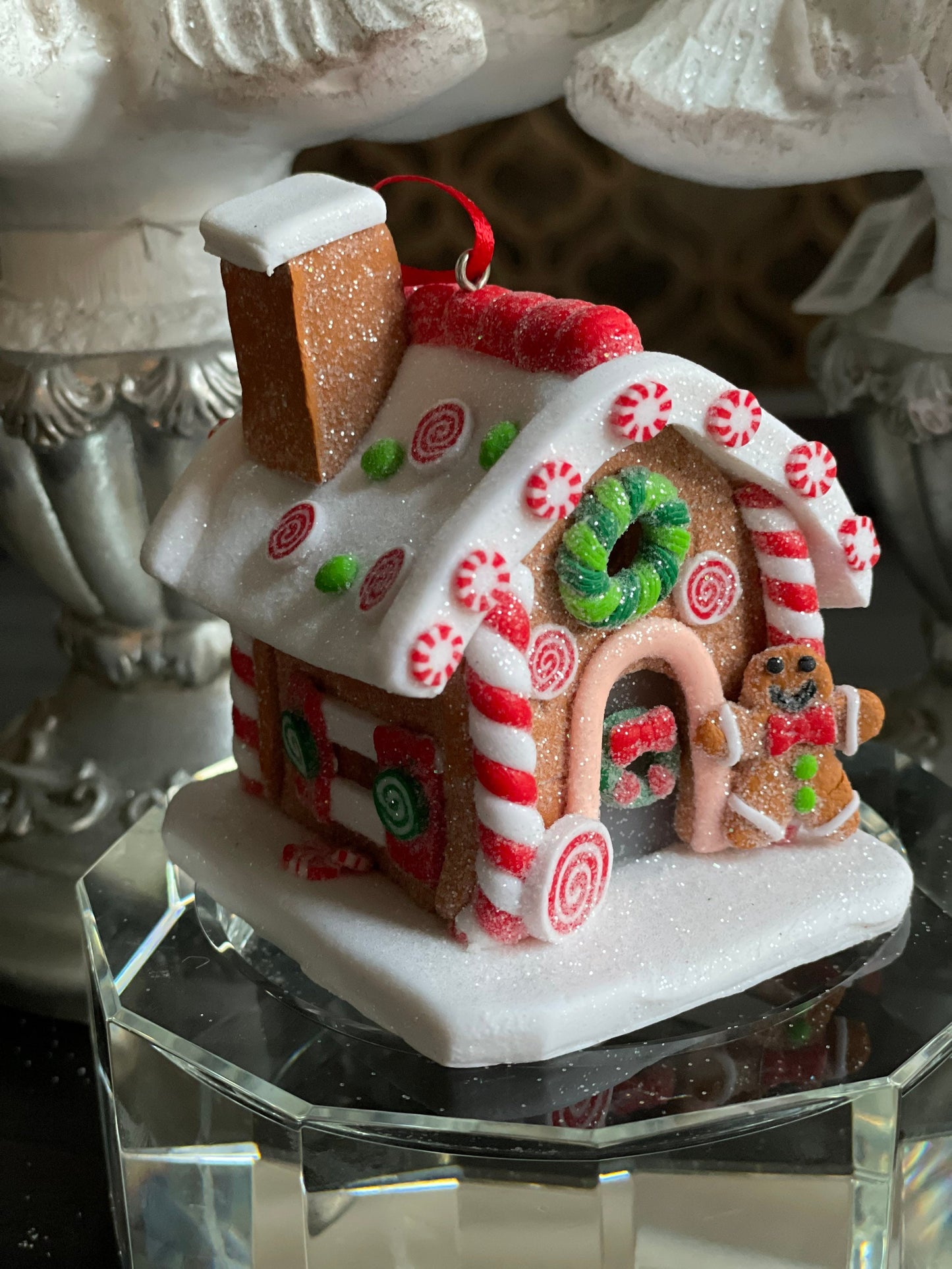 3.25” Lighted Gingerbread little house ornament. Set of 3.*