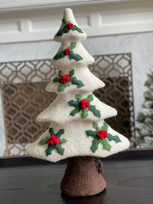 23.25” Tree with holly. Christmas. Lightweight.