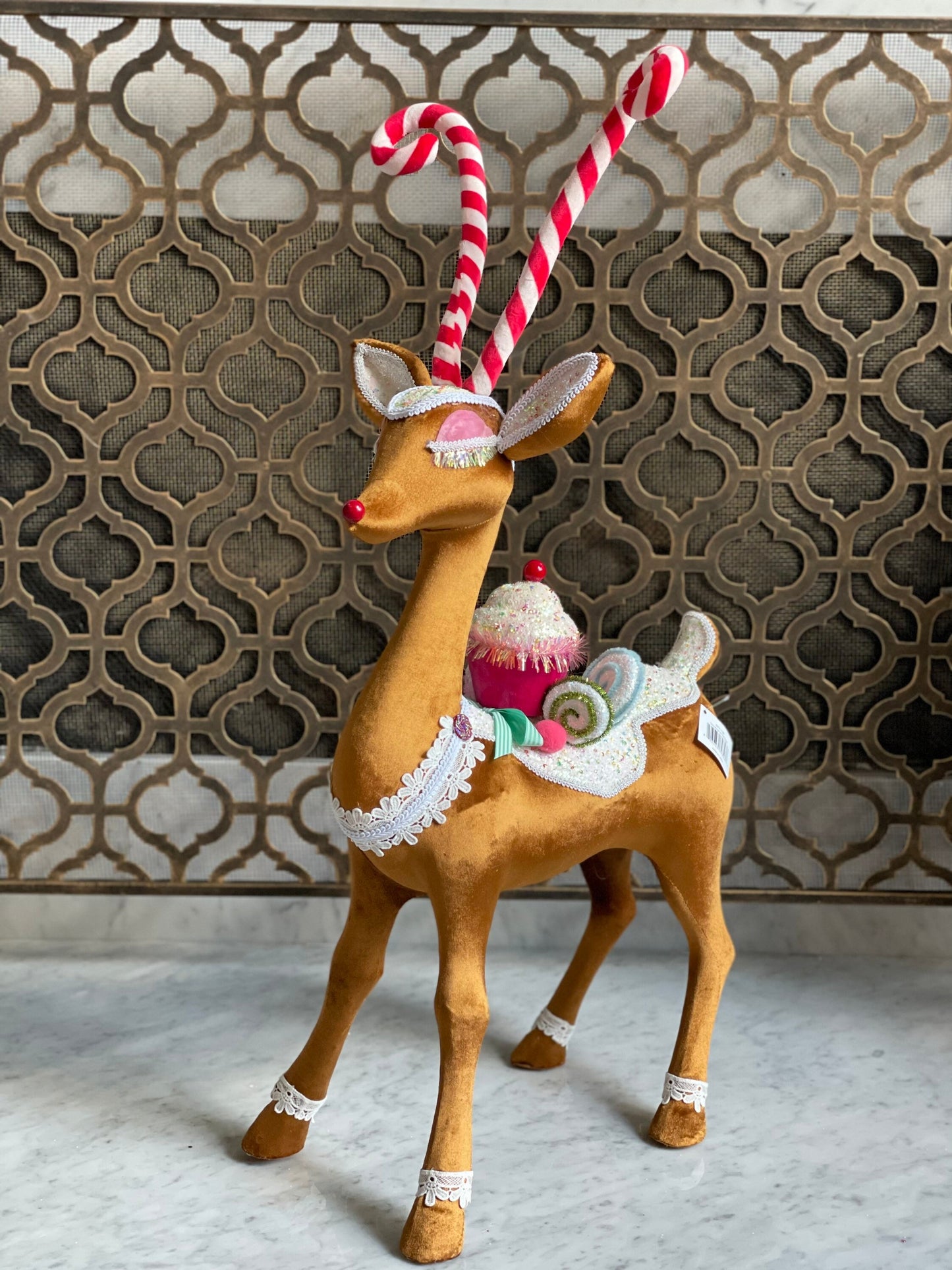 30” Reindeer with cupcake and candies standing ornament. Display reindeer. Christmas.