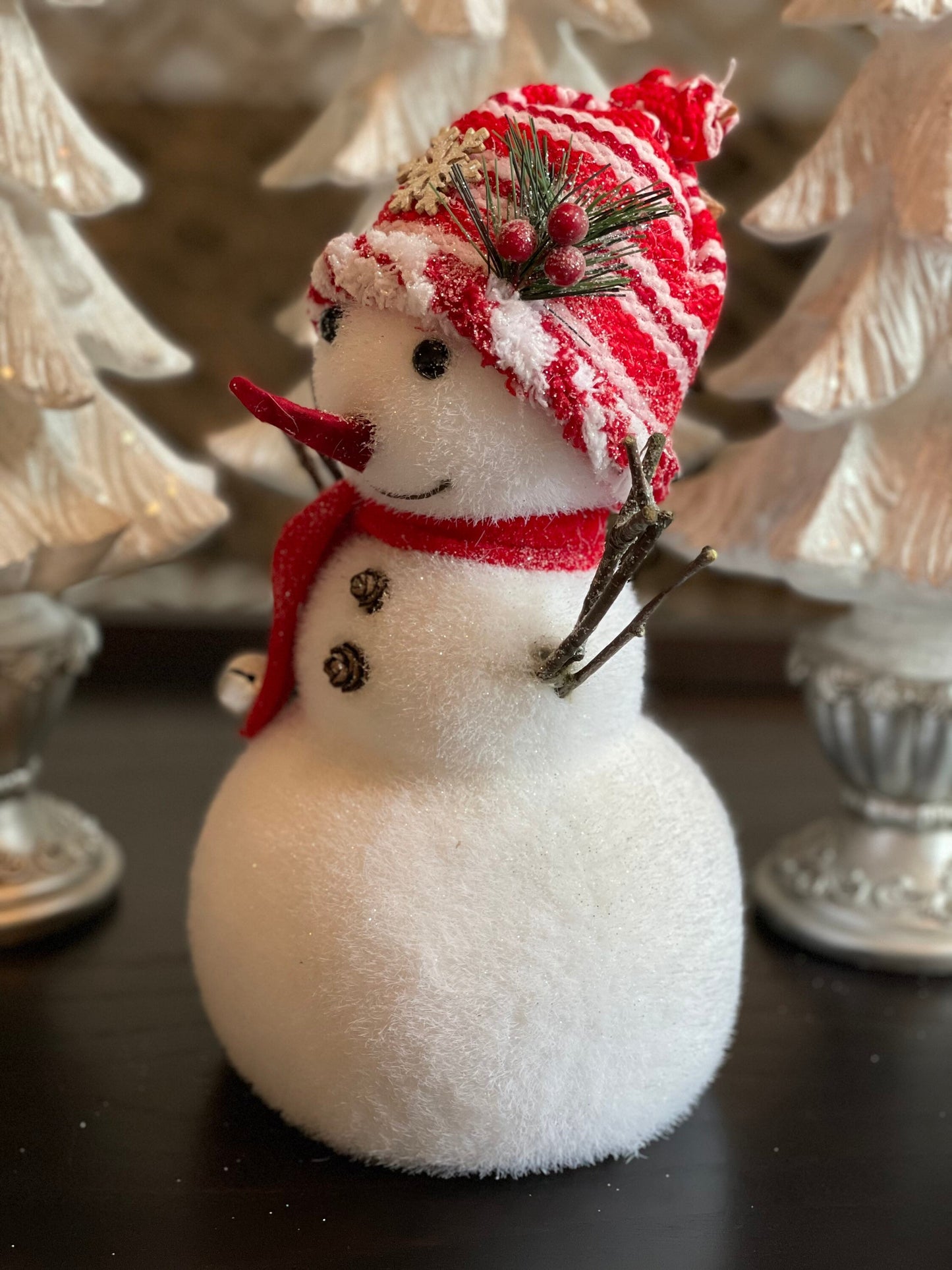 17.75” frosted snowman tabletop ornament