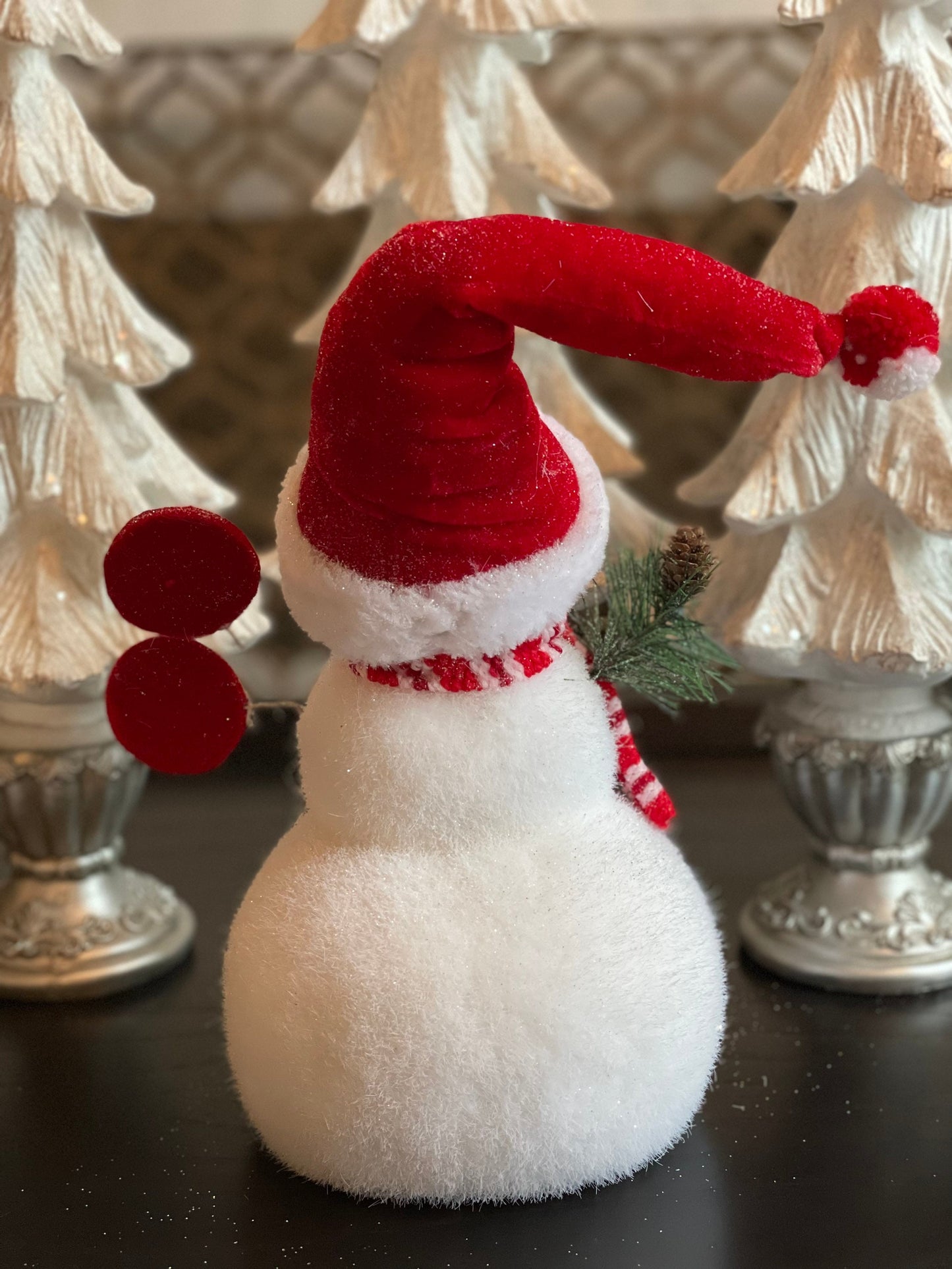17.75” frosted snowman candy tabletop ornament