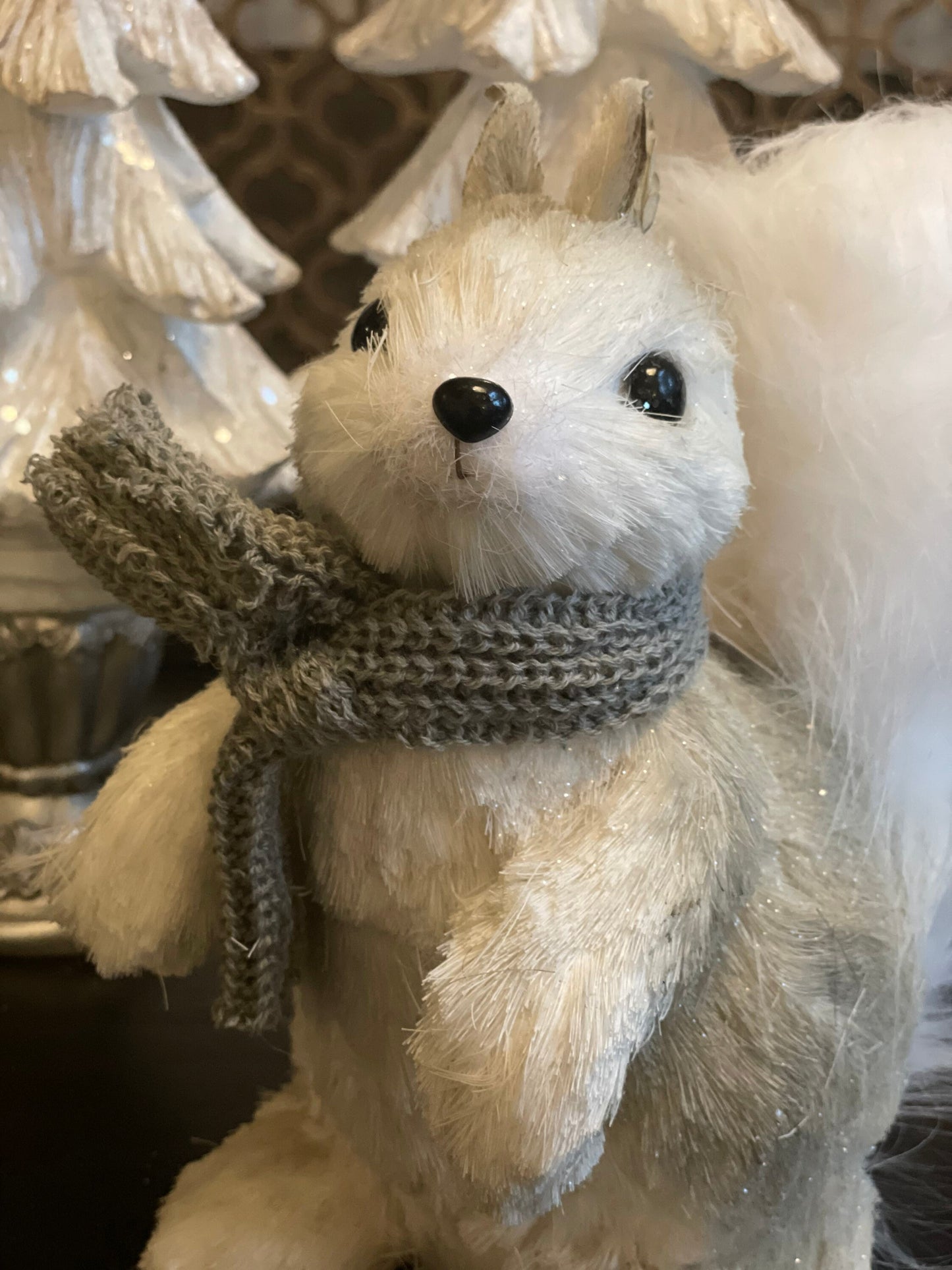 9.5” squirrel with scarf ornament.