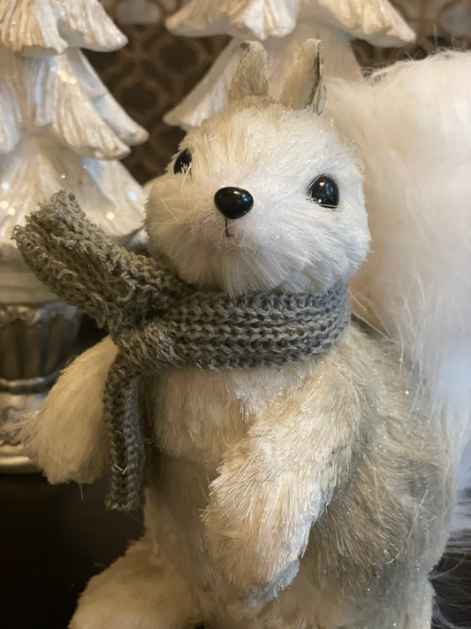 9.5” squirrel with scarf ornament.