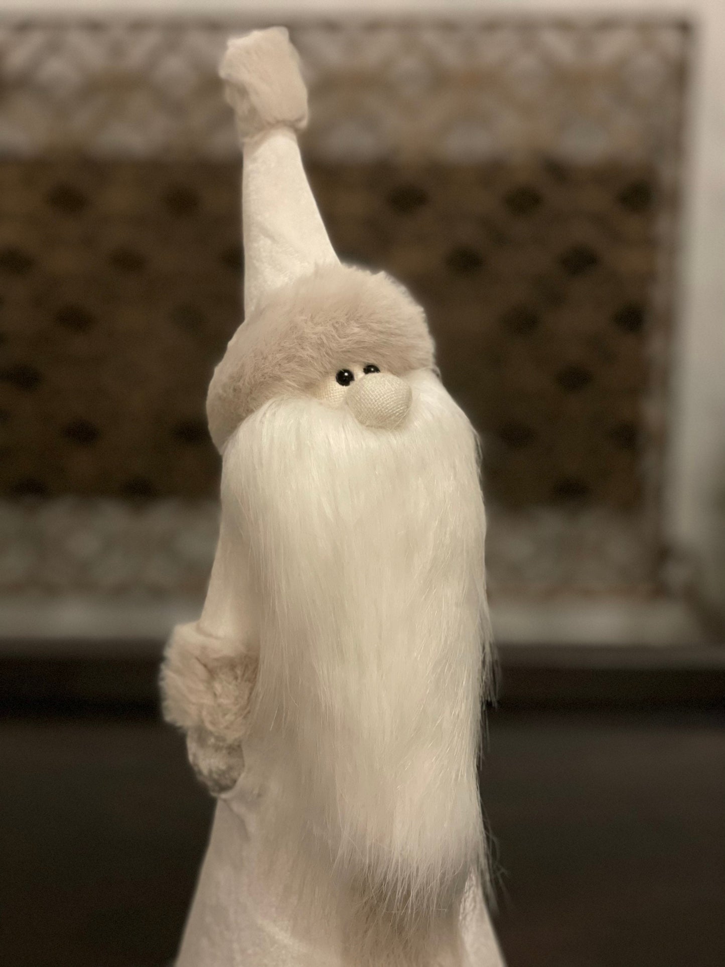 17.5” velvet santa. White