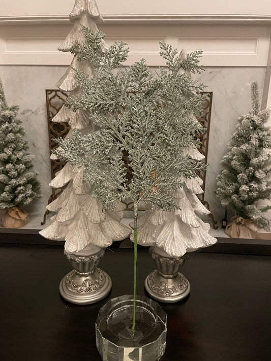 19” incense cedar glitter spray. Light green. Set of 3.
