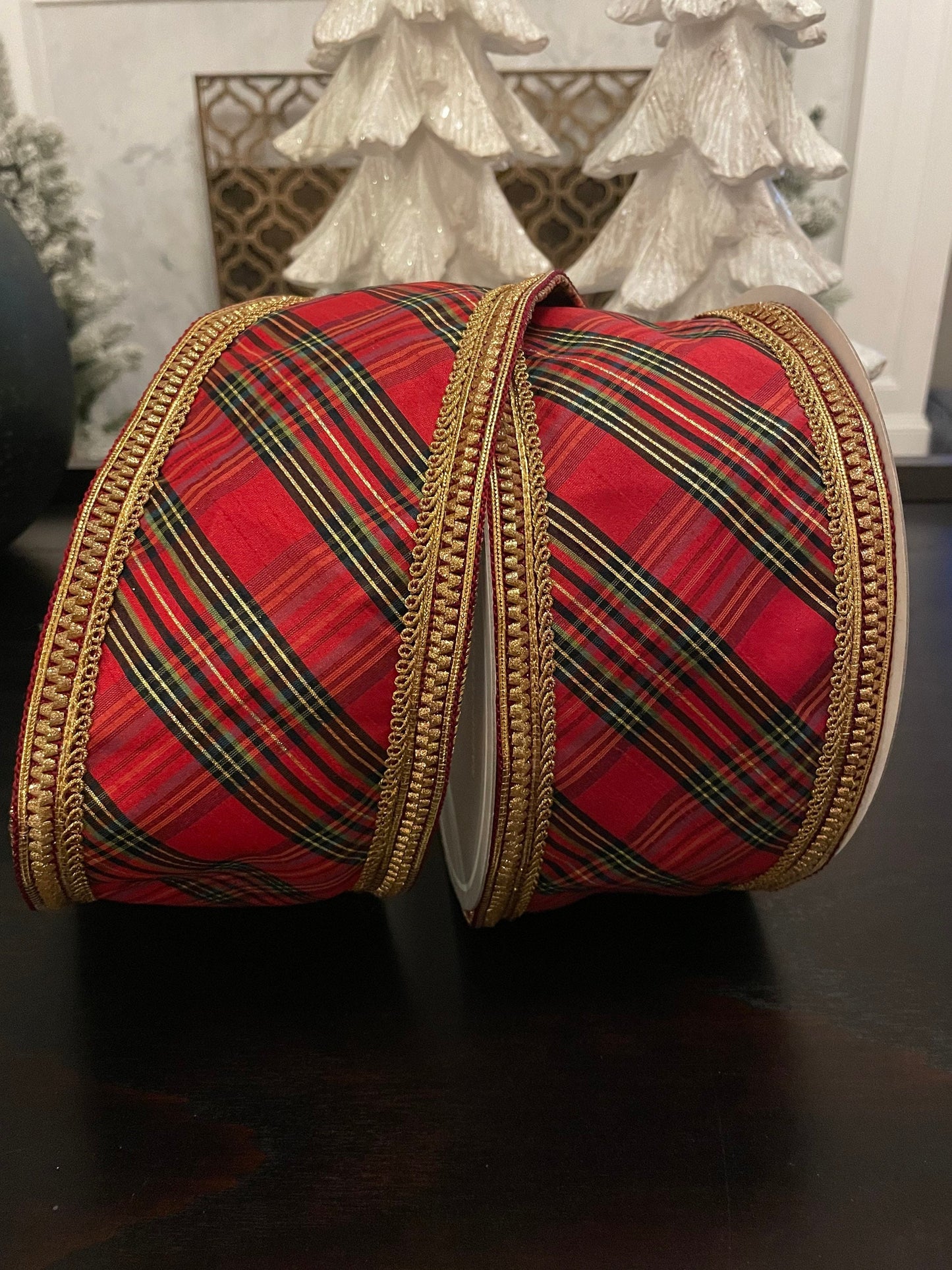 Designer wired plaid ribbon 4” x 10 yards.*