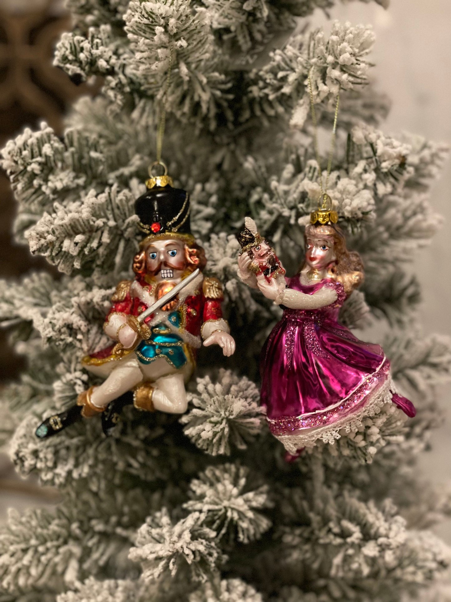 6” Nutcracker suite glass ornament. Set of 2.*