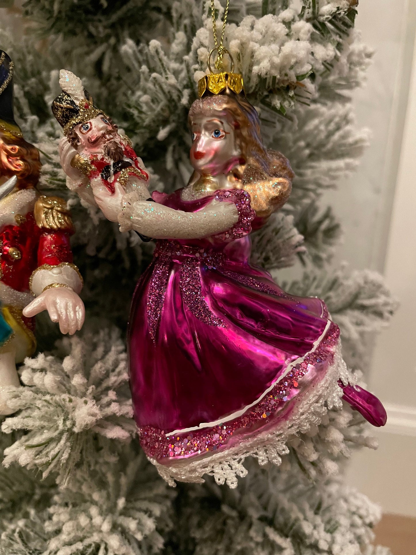 6” Nutcracker suite glass ornament. Set of 2.*
