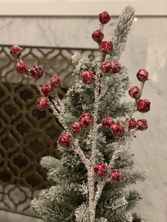 36” frosted jingle bell branch spray*