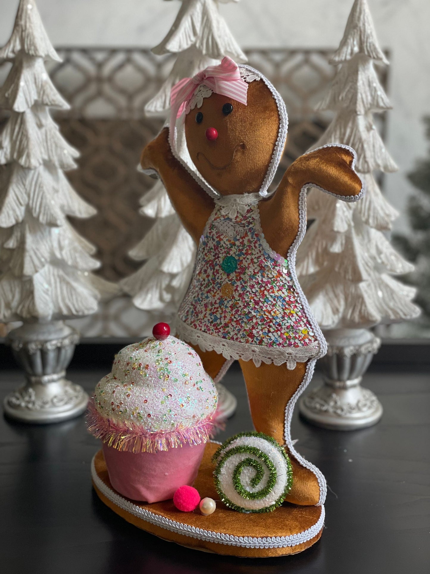 17” gingerbread girl with cupcake. One gingerbread girl.