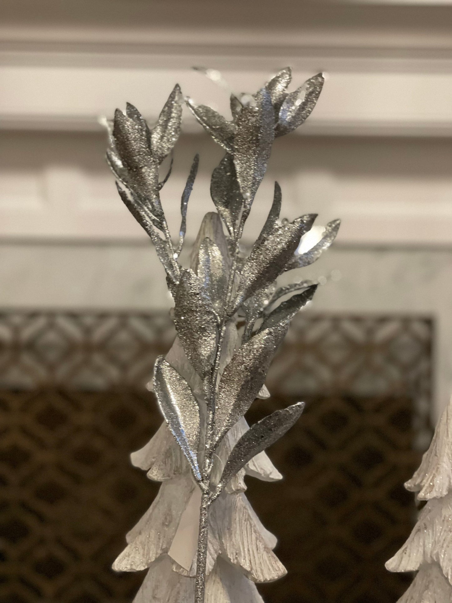 27” glitter leaf spray. Set of 3.