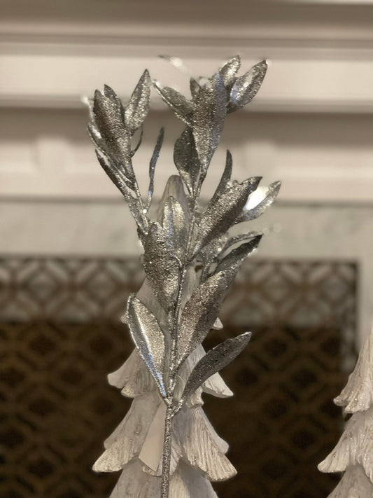 27” glitter leaf spray. Set of 3.