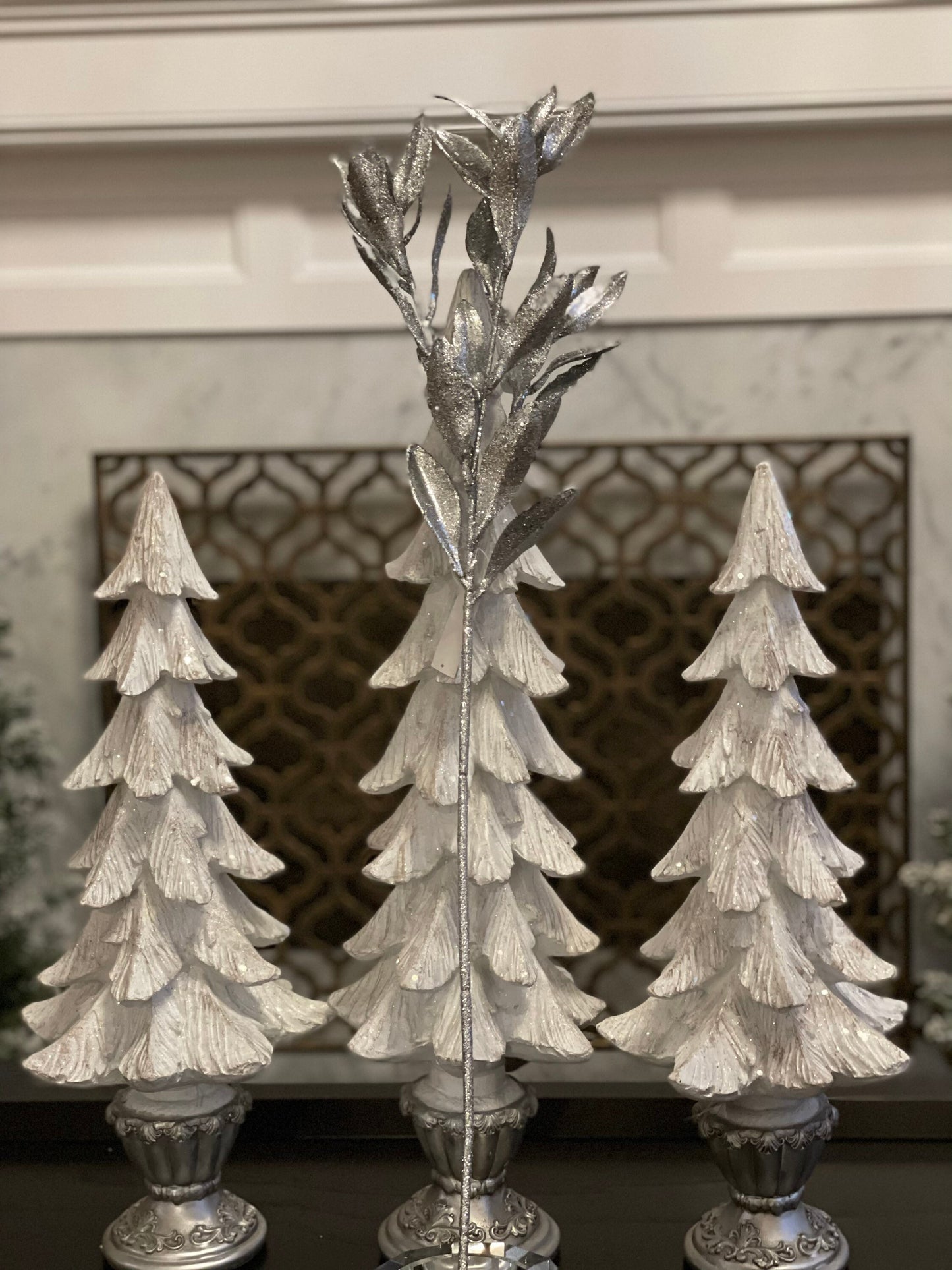27” glitter leaf spray. Set of 3.