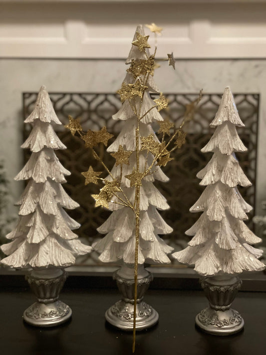 24” glitter stars spray. Gold. Set of 3.