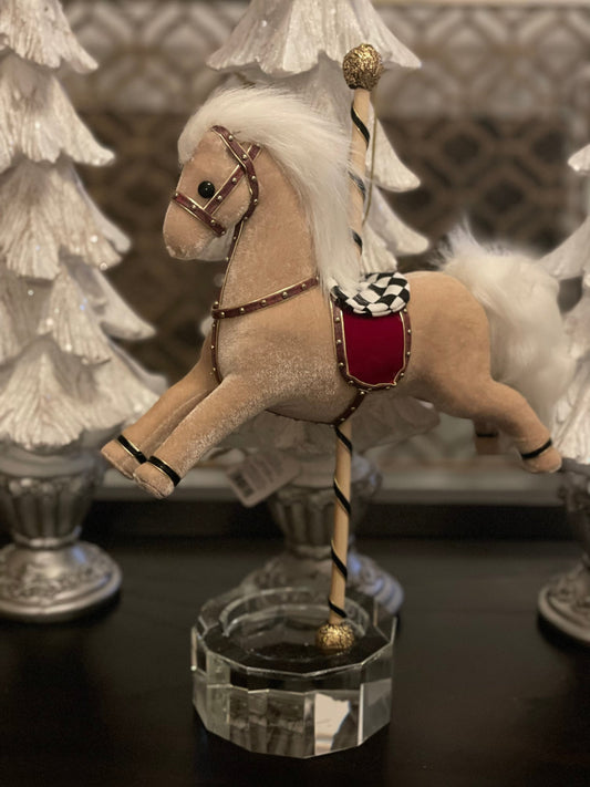 13”x 11” velvet carousel horse ornament.
