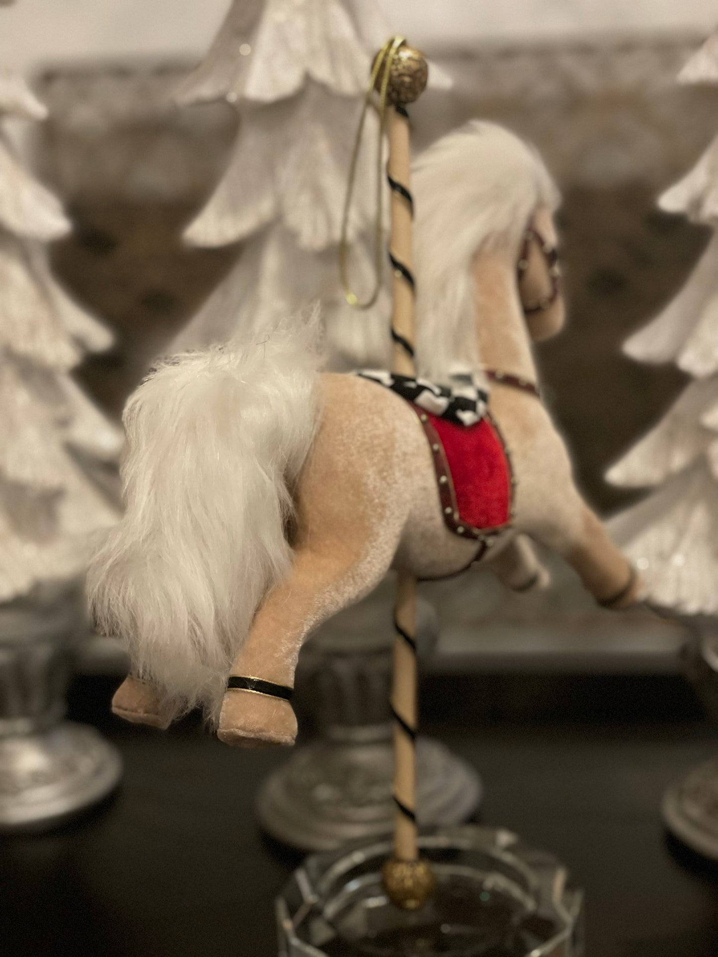 13”x 11” velvet carousel horse ornament.