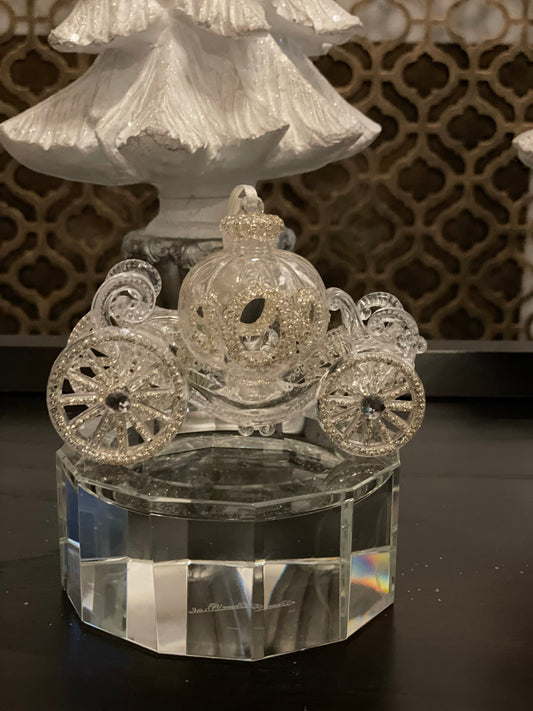 5” acrylic pumpkin carriage ornament. Set of 2.