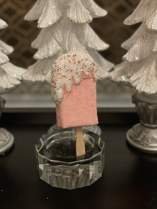 7” Velvet sprinkles dream sickle ornament. Set of 3.