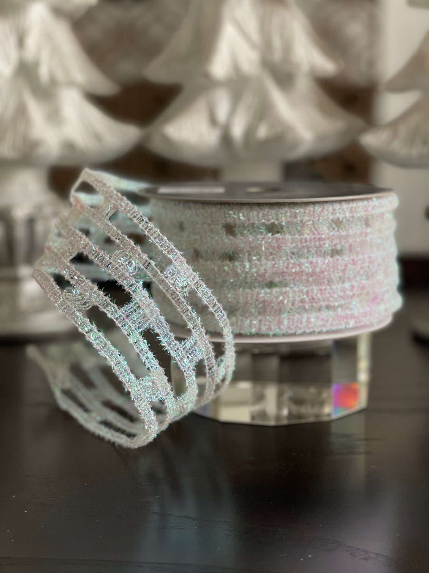 Designer chic iridescent ribbon 2.5”x 10 yards. Wired.*