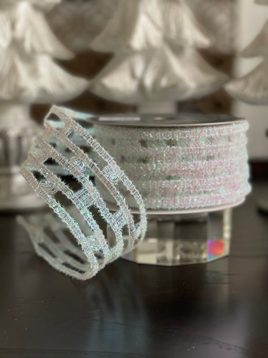 Designer chic iridescent ribbon 2.5”x 10 yards. Wired.*