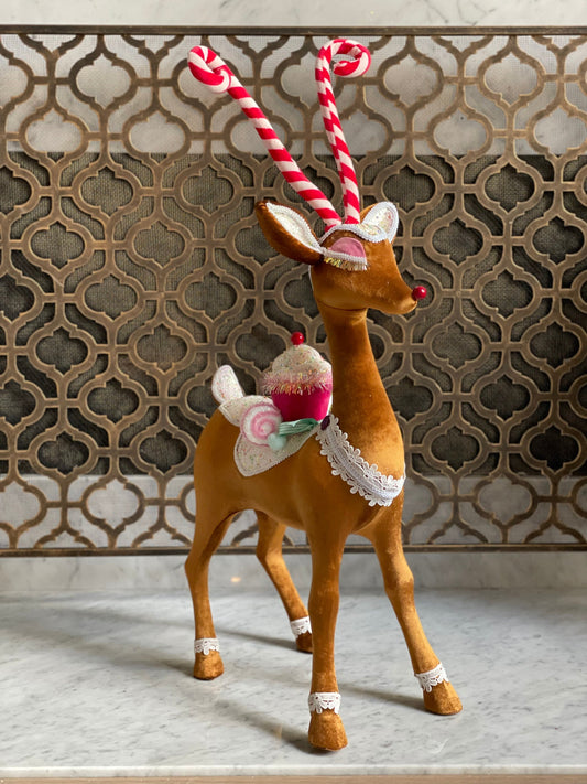 30” Reindeer with cupcake and candies standing ornament. Display reindeer. Christmas.